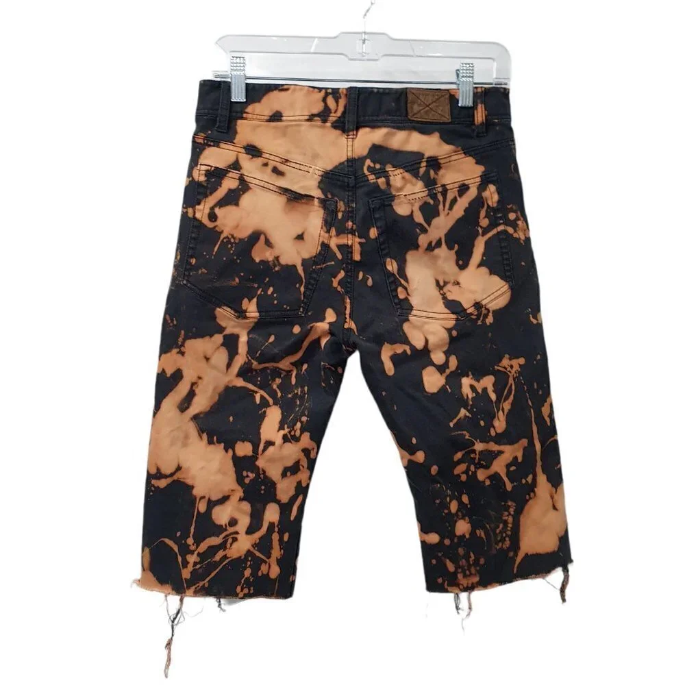 NIKE SB Skateboarding Men's 28 Bleach‎ Dye Black Denim Jeans Shorts 5 Pockets